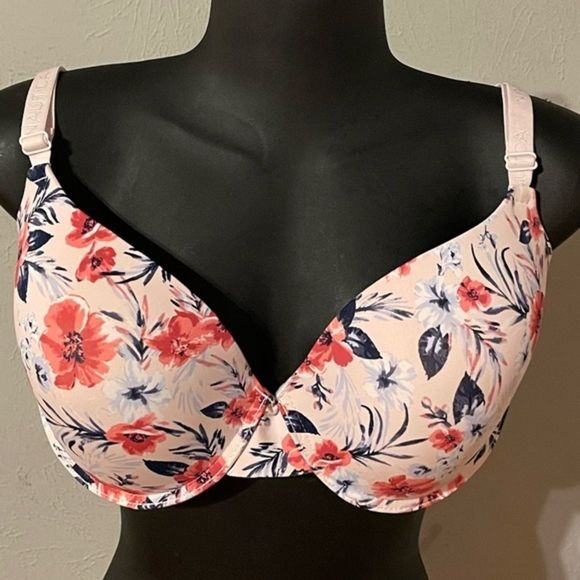 Nautica Other - NWOT 38DD Nautica cream pink black blue floral print laser cut bra intimates